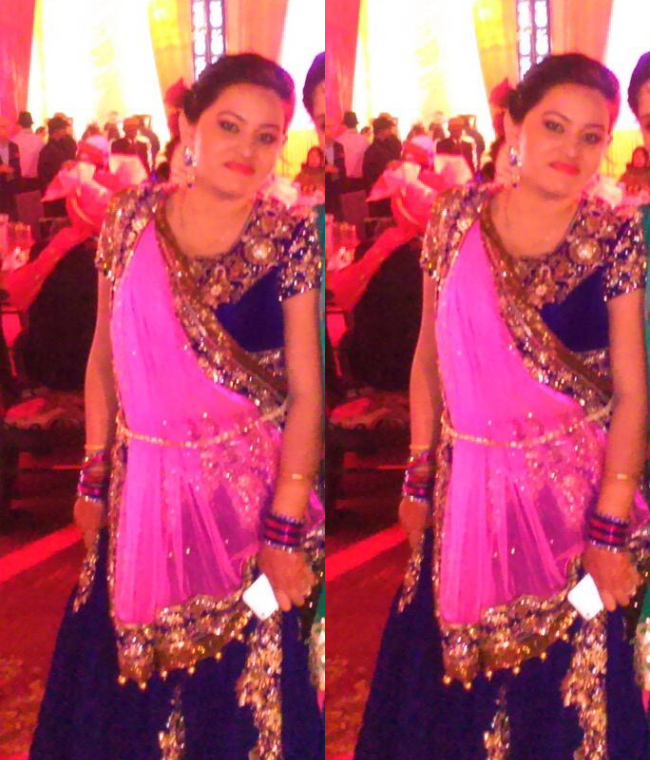 Client Juhi - in Aamna Sharif's wedding lehenga in persian pink and dark blue