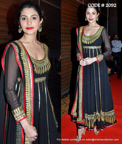 2092 Anushka in black and gold gota anarkali Outfit Sets