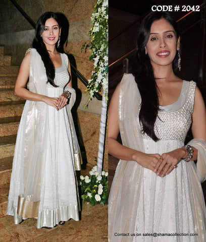 2042 Hrishita Bhatt's white anarkali Outfit Sets