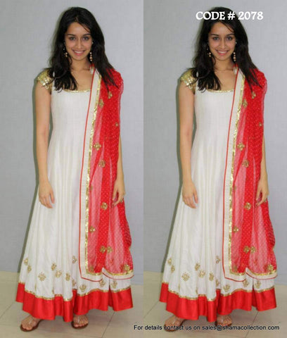 2078 Shraddha Kapoor's red-white anarkali Outfit Sets